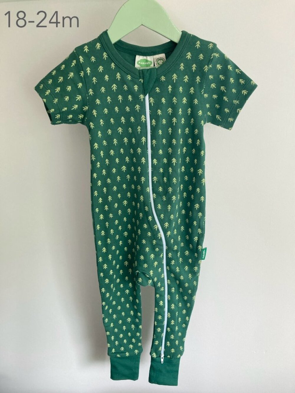Parade 18-24 Months NWT Toddler Tree Green Short Sleeve Zip Sleeper Romper